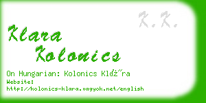 klara kolonics business card